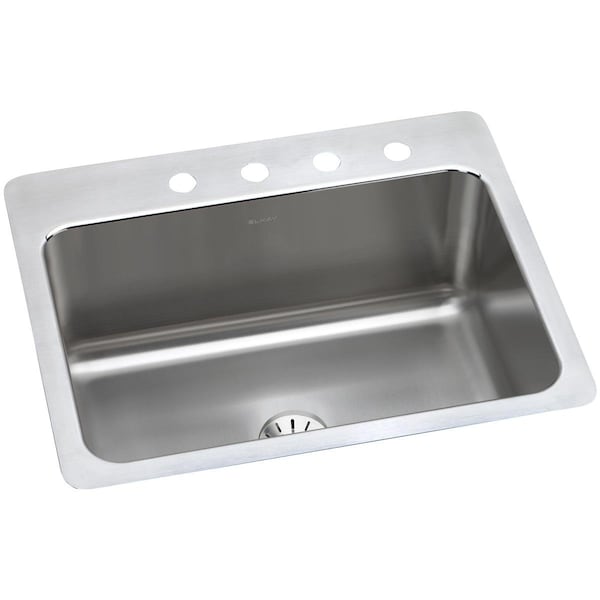 Lustertone Stainless Steel 27 X 22 X 10 Single Bowl Dual Mount Sink With Perfect Drain